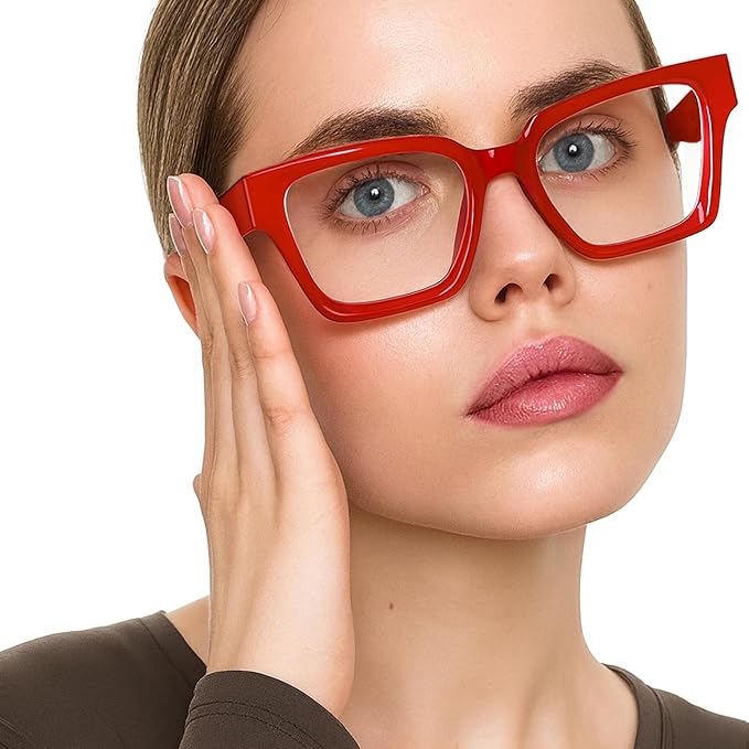 livho Oversized Eyewear Frame for Woman and Men - Rectangle Fashion Glasses for Computer, Chic Preppy Frame