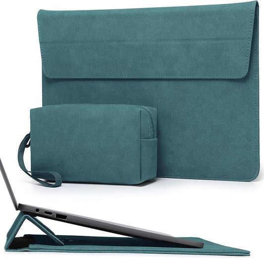 HYZUO 13.3-14 Inch Laptop Sleeve Case Bag with Adjustable Stand for MacBook Pro 14 M5/M4/M3/M2/M1 Pro/Max A3426 A3427 2026-2021, MacBook Air/Pro 13.3, 13.8-13.5 Surface Laptop, Dark Green