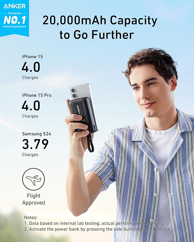 Anker Zolo Power Bank (2025 Upgraded Version), 20,000mAh 30W High-Speed Portable Charger with Built-in USB-C Cable, Battery Pack for iPhone 17/16 / 15 Series, Galaxy, and More