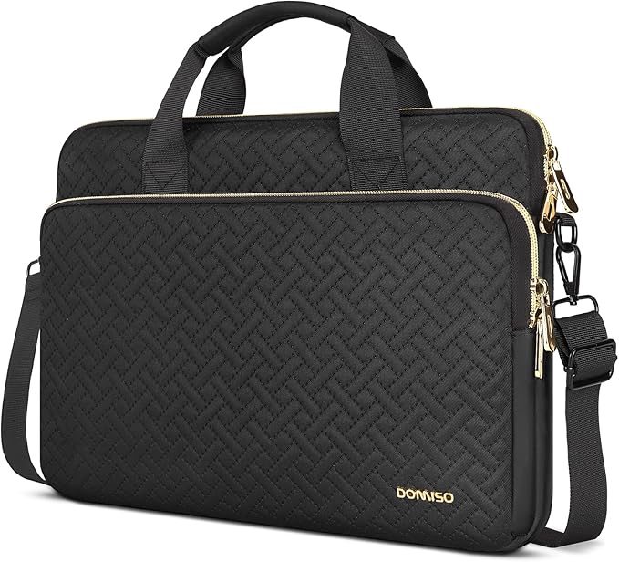 DOMISO 15.6 inch Laptop Case Sleeve Protective Cover Compatible with MacBook Pro 16 M4 M3 M2/Pro Max,15.6-16 inch HP Dell ASUS Lenovo Chromebook,Waterproof Computer Bag with Shoulder Strap,Black