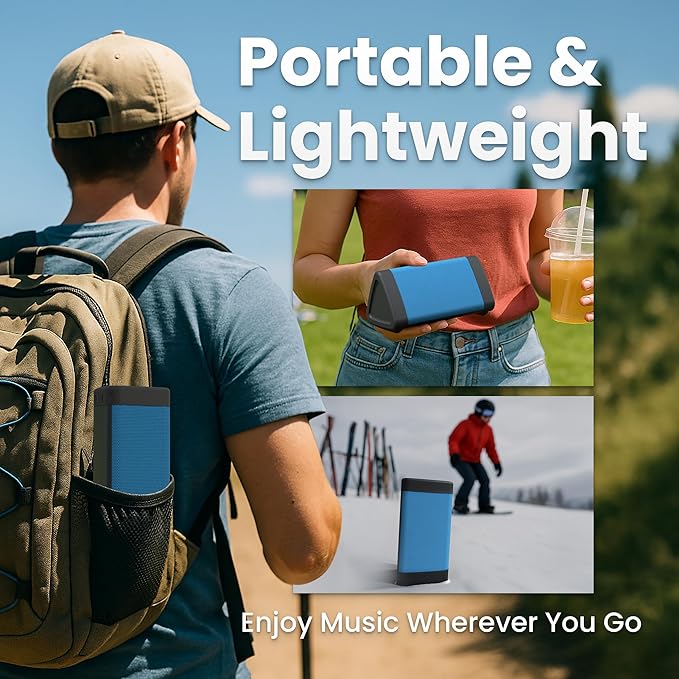 OontZ Angle 3 (4th Gen) – Portable Bluetooth Speaker, 12W Stereo Sound, 24 Hour Playtime, Rich Bass, 100 Foot Wireless Range, Waterproof, Home, Outdoor, Travel, Great Gift (Blue)