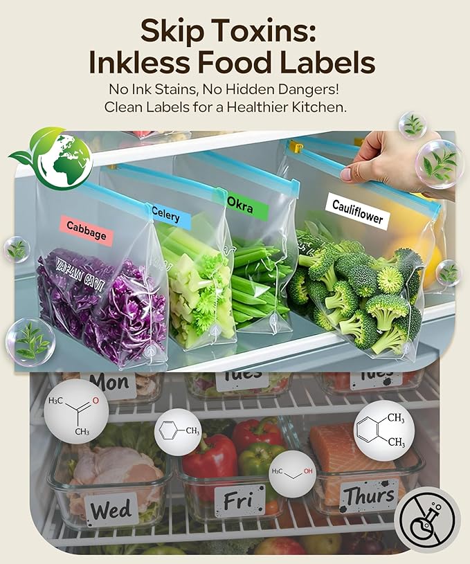 Label Maker Machine with 4 Tapes, M950 Rechargeable Backlit Portable Labelmaker, Inkless 12mm Label Printer for Pantry Organizer, Waterproof Removable Freezer Food-Labels for Jars/Containers/Bottle