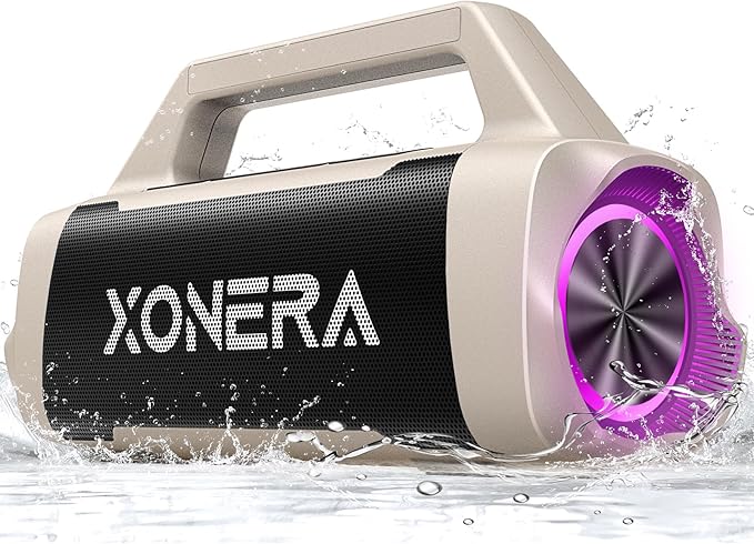 Speakers Bluetooth Wireless, 80W Peak Loud Outdoor Speaker with Bass, 20H Playtime, IPX6 Waterproof, TWS, BT5.3, Portable for Camping Hiking Boating Pool Beach, Desert Yellow