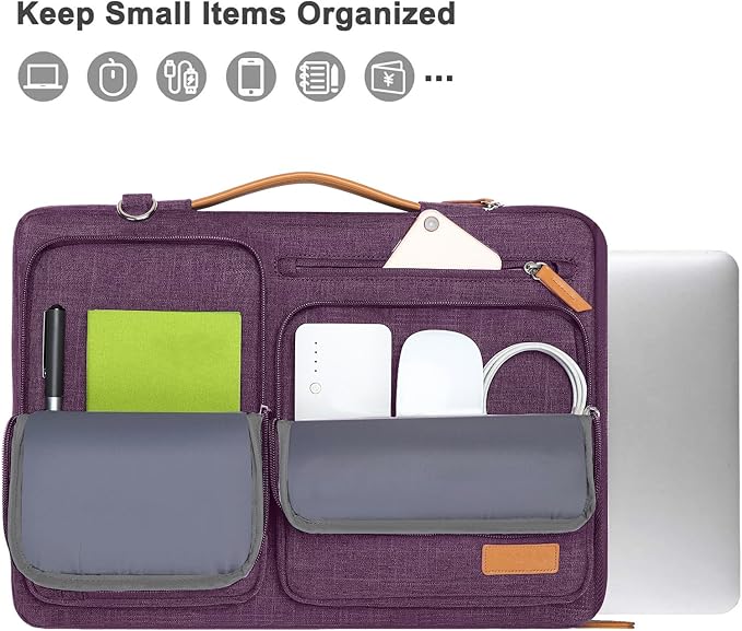 MOSISO 360 Protective Laptop Shoulder Bag,15-15.6 inch Computer Bags Compatible with MacBook Pro 16 inch, HP, Dell, Lenovo, Asus Notebook,Side Open Messenger Bag with 4 Zipper Pockets, Argyle Purple