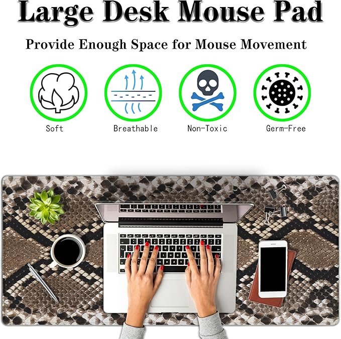 Gaming Mouse Pad Desk Accessories Kit, Keyboard Pad Big Mouse Pads, Desktop Computer Mat Non-Slip Rubber Base Waterproof with Stitched Edges, 35.4 X 15.7 inch for Work/Game/Office/Home