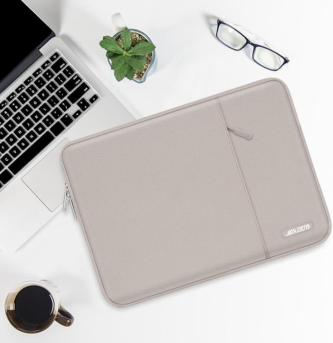 MOSISO Laptop Case 13.3 inch, 13-13.3 inch Laptop Sleeve Compatible with MacBook Air/Pro 13/Pro 14 M5 M4 M3 M2 M1, HP Dell ASUS Lenovo,Polyester Vertical Computer Sleeve Bag with Pocket, Stone Gray