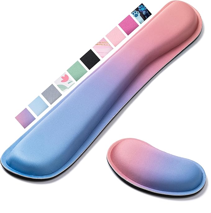 Hoewina Keyboard Wrist Rest,Ergonomic Wrist Rest,Superfine Fabric and Gel Memory Foam Wrist Pad for Computer Keyboard for Easy Typing & Pain Relief, Suitable for Office, Family,Outdoor, Gradient Style