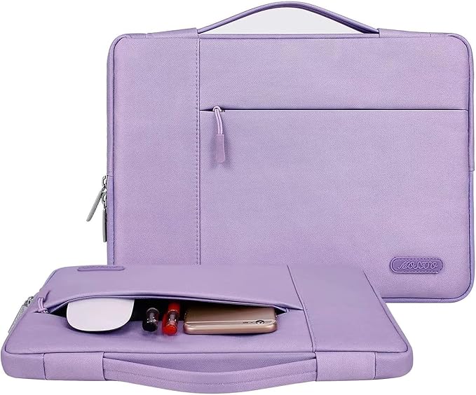 MOSISO Laptop Case 15 inch, 15 inch Laptop Sleeve with Handle Compatible with MacBook Air 15 M4 A3241 M3 A3114 M2 A2941 2025 2024 2023, Dell XPS, Polyester Multifunctional Computer Bag, Purple