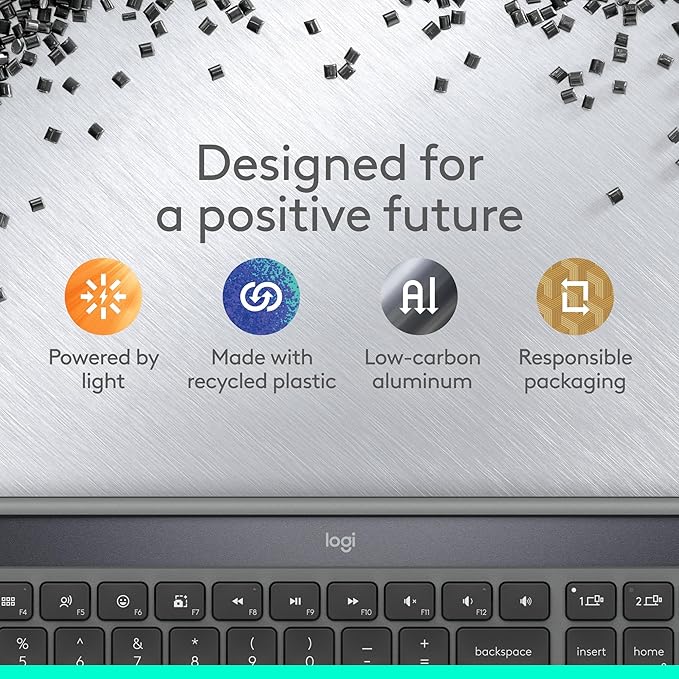 Logitech Signature Slim Solar+ Wireless Bluetooth Keyboard K980, Solar and Artificial Light Powered, Up to 10 Years Battery Life, Customizable Keys - Graphite