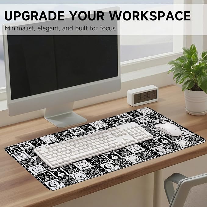 AUPET Leather Desk Pad Blotter Mat, Large Mouse Pad, Non-Slip Waterproof Desk Writing Pad Protector, Desk Decor for Office，Home，Gaming (Cool Dogs, 35.4X15.7 inch)