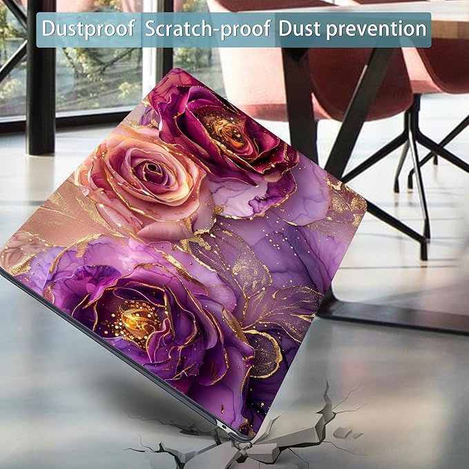 Mektron for MacBook Air 13 inch Case 2021-2018 Release A2337 M1 A2179 A1932, Plastic Hard Shell Case Only Compatible with MacBook Air 13 inch Retina Fits Touch ID, Marble Flowers