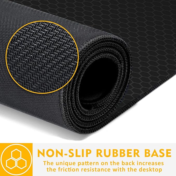Gaming Desk Pad, Black Red Honeycomb Technology, 31.5"X15.7" Extended Mat with Stitched Edge Non-Slip Base for Office, Keyboard, Laptop