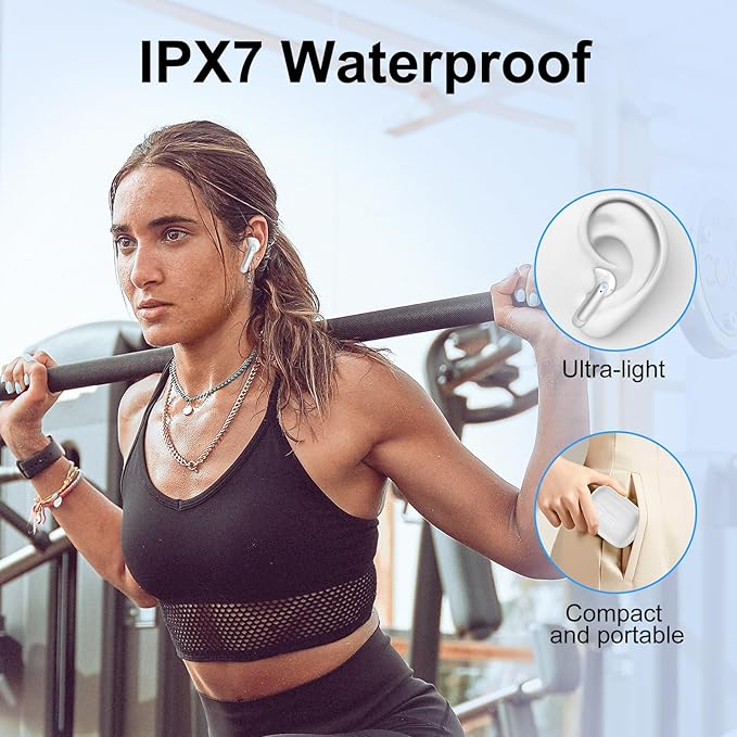 WeurGhy Wireless Earbuds, HiFi Sound Bluetooth 5.3 Headphones with 4 ENC Noise Mic, 56H Playtime Ear Buds with LED Display, USB-C, IPX7 Waterproof Wireless Headphones for Sports Workout