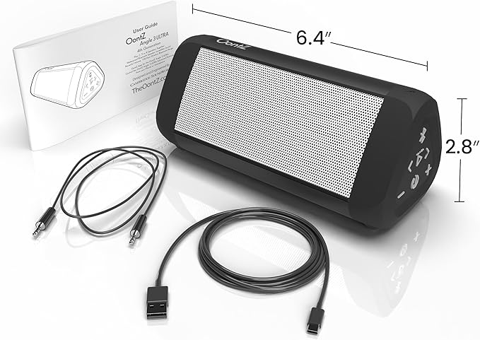OontZ Angle 3 Ultra - Portable Bluetooth Speaker, 14 Watts, Bigger Bass, Hi-Quality Sound, 100 Ft Wireless Range, Play Two Speakers Together, IPX7 Waterproof, Home, Outdoor, Great Gift (White)