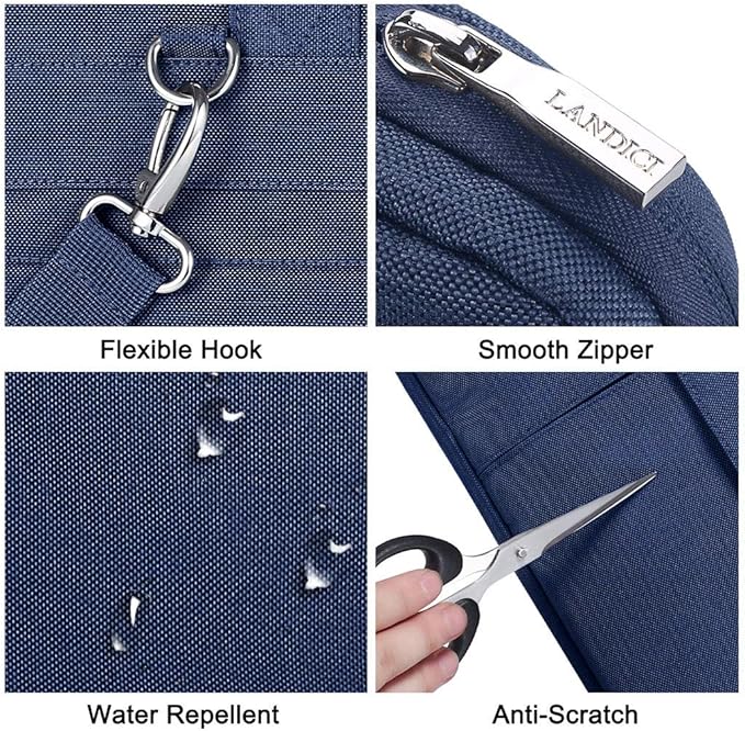 LANDICI Laptop Bag Case 15.6 Inch with Shoulder Strap, Slim Waterproof Computer Sleeve Cover Compatible with MacBook Pro 15/16, MacBook Air 15, 15-16 Inch HP Acer Dell Lenovo ASUS Laptop, Blue