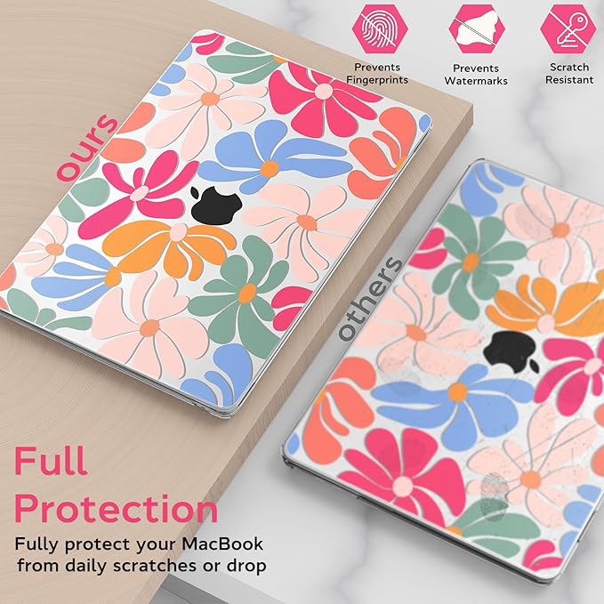 B BELK Compatible with MacBook Air 13 inch Case M5 2026 2025-2022 M4 M3 M2 A3449 A3240 A3113 A2681, Plastic Hard Shell+Keyboard Cover+Screen Protector for MacBook Air 13.6 inch Case, Colorful Flower