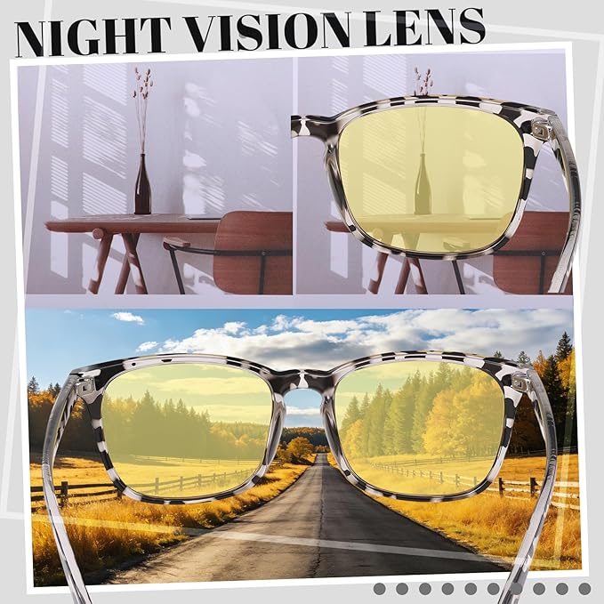Polarized Sunglasses for Women Men, Night Driving Glasses Anti Glare Yellow Lens UV 400 for Day Night Use