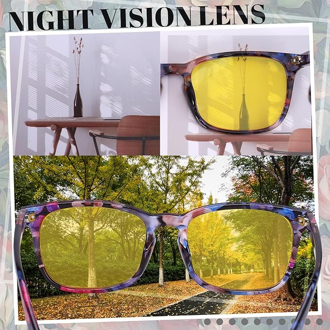 Polarized Sunglasses for Women Men, Night Driving Glasses Anti Glare Yellow Lens UV 400 for Day Night Use
