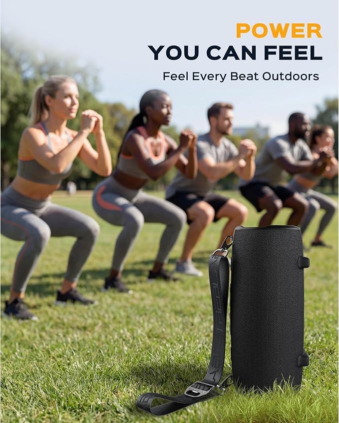 TREBLAB Loud Portable Wireless Bluetooth Speaker, 60W Deep Bass, IPX7 Waterproof Outdoor Speaker, 20H Rechargeable Battery, Built-in Powerbank, TWS Stereo Pairing, Mic, USB-C, Carrying Strap - HD-Max