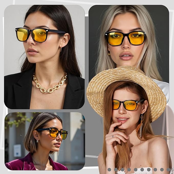 Polarized Sunglasses for Women Men, Night Driving Glasses Anti Glare Yellow Lens UV 400 for Day Night Use