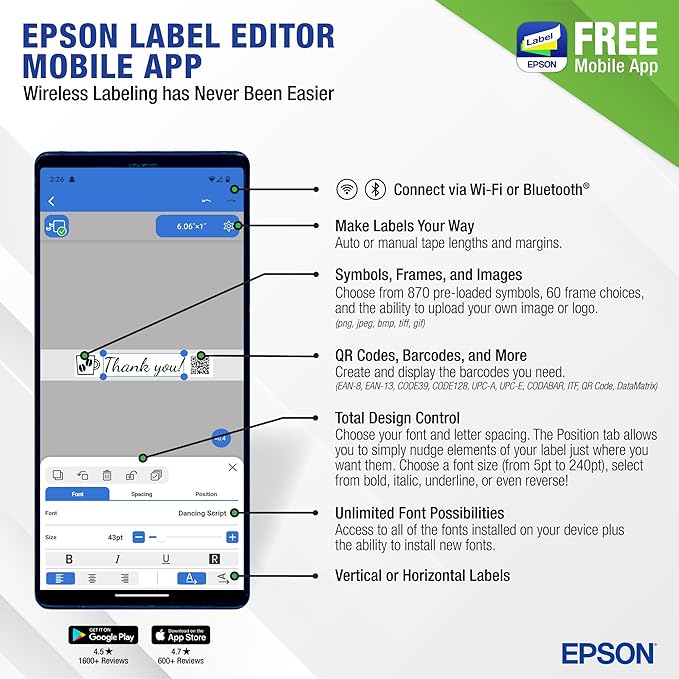 LABELWORKS Epson LW-PX400 Industrial Label Maker Kit - Complete Kit with Accessories, Shrink Tube and Self-Laminating Wrap Compatible, Portable Wireless Label Printer