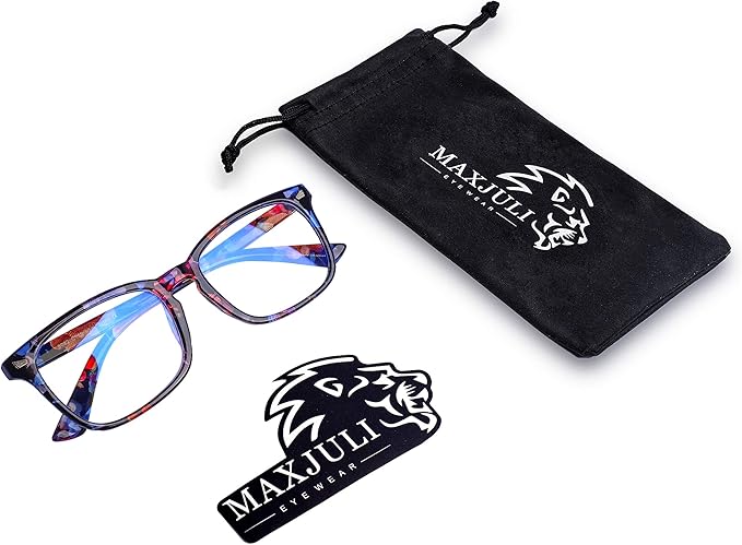 MAXJULI Blue Light Blocking Glasses,Computer Reading/Gaming/TV/Phones Glasses for Women Men(Flower Black)