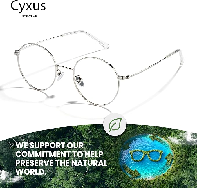 Cyxus Blue Light Glasses for Men and Women, Round Metal Frame Computer Eyeglasses for Office, Gaming, Reading 8090
