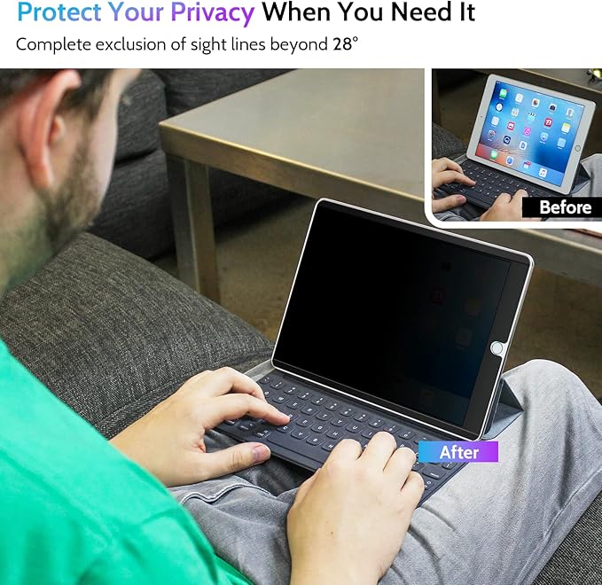 Peslv Magnetic Privacy Screen Protector for iPad 9th 8th 7th Generation 10.2 Inch & iPad Air 3th & iPad Pro 10.5 In, Removable Anti Blue Light Glare Spy Private Filter, High Sensitive BubbleFree