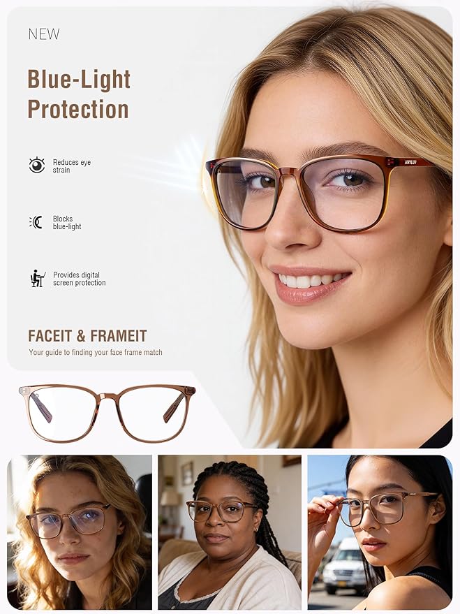 ANYLUV Blue Light Glasses for Woman Men, Womens Blue Light Blocking Glasses Computer Glasses Anti Eyestrain
