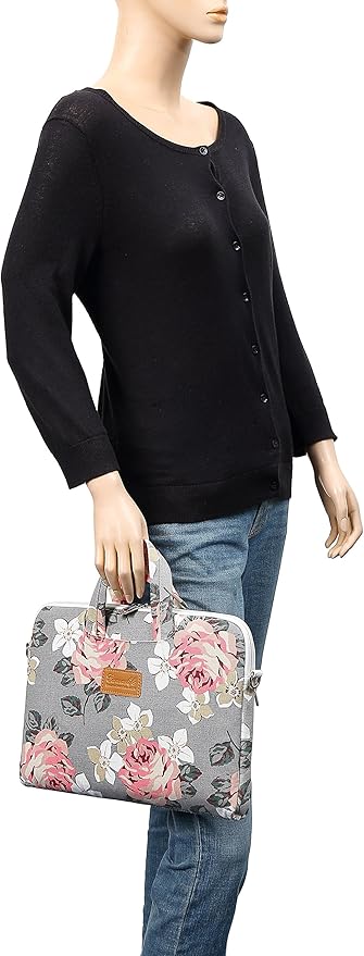 canvaslife Gray Roses Laptop Sleeve, 12/13 Inch | Waterproof