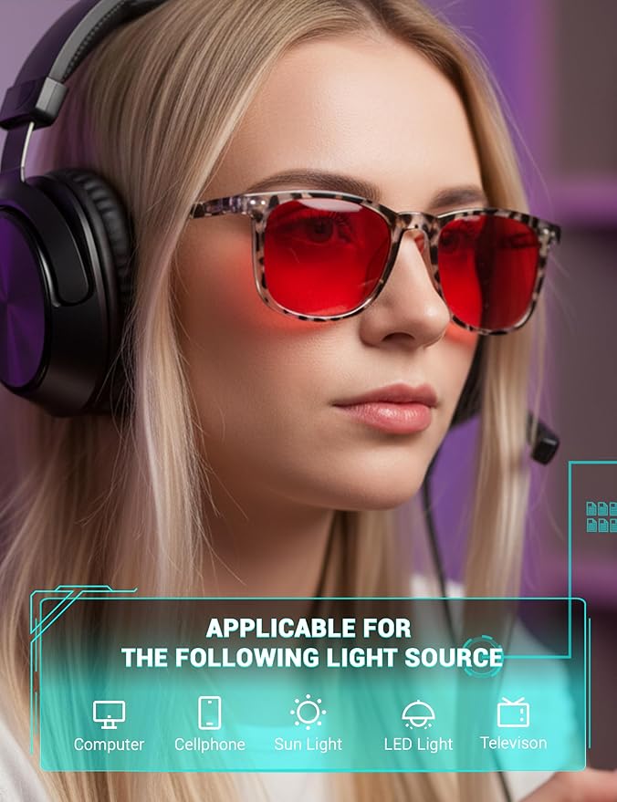 TIJN Sleep Glasses Blue Light Blocking Square Eyeglasses Dual AR Coatings for Computer Gaming Screen Fatigue & UV Protection
