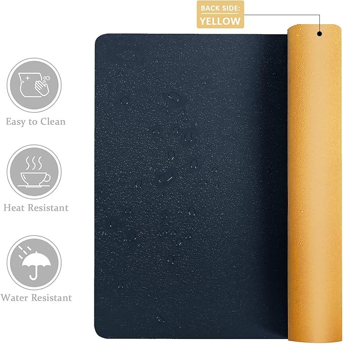 Desk Mat Large protector Pad - Multifunctional Dual-sided Office Desk Pad,Smooth Surface Soft Mouse Pad,Waterproof Desk Mat for Desktop, Pu Leather Desk Cover for Office/Home(Dark Blue, 31.5" x 15.7")