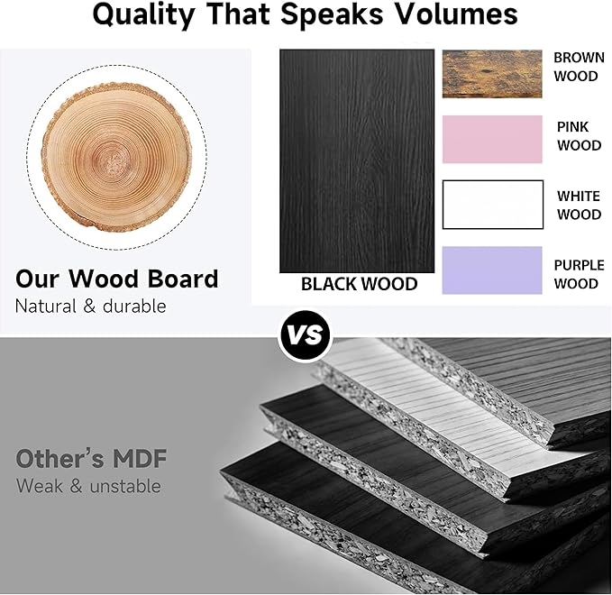 OPNICE Desk Organizers and Accessories, Adjustable Computer Monitor Stand Riser, Laptop Stand for Desk, Office Desk Accessories & Workspace Organizers for Home Office, Black Wood