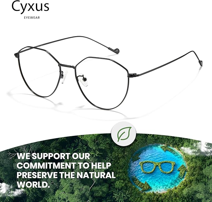 Cyxus Blue Light Glasses for Men and Women, Round Metal Frame Computer Eyeglasses for Office, Gaming, Reading 8090