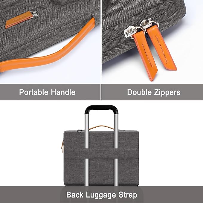 MOSISO 360 Protective Laptop Shoulder Bag,13-13.3 inch Computer Bag Compatible with MacBook Pro 14, HP, Dell, Lenovo, Asus Notebook,Side Open Messenger Bag with 4 Zipper Pockets&Handle, Taupe Gray