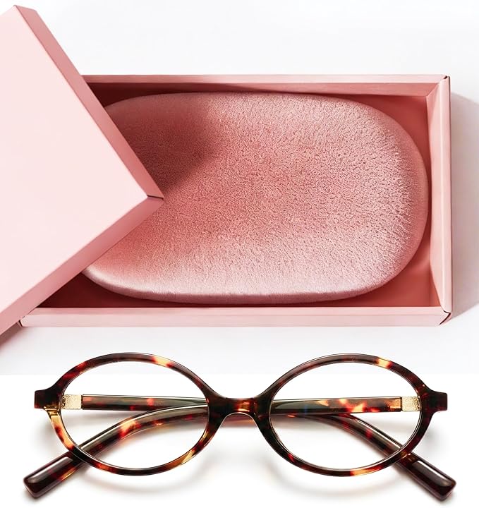 livho Blue Light Glasses for Women – Y2K Aesthetic Frame with Blush Pink Case, 90s Vibe for Screen Time Blue Light Blocking