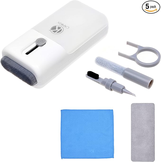 Camkix 6-in-1 Electronics Cleaning Kit - Key Puller, Flocking Sponge Cleaner, Pen Nibs, Cleaning Cloths - Keyboards, Earbuds, Hearing Aids- Cleaner for Smartphones, Laptops, PC Monitors, Cameras by CamKix