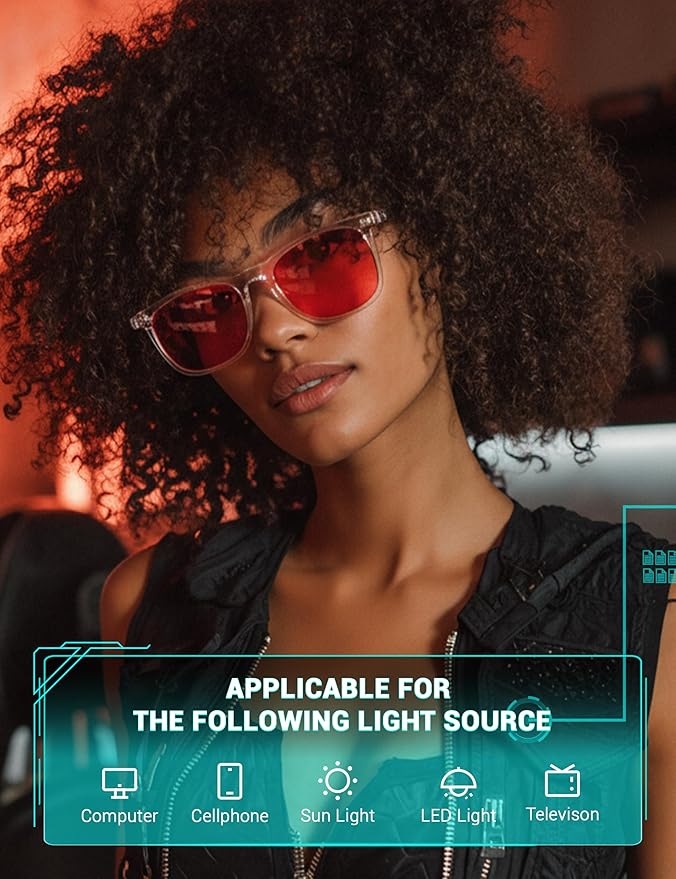 TIJN Sleep Glasses Blue Light Blocking Square Eyeglasses Dual AR Coatings for Computer Gaming Screen Fatigue & UV Protection
