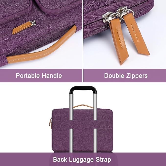MOSISO 360 Protective Laptop Case 16 inch, 15-15.6 inch Laptop Sleeve Compatible with MacBook Pro 16, HP Acer Dell Lenovo ASUS, Side Open Carrying Case with 4 Zipper Pockets&Handle, Argyle Purple