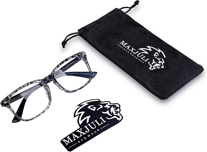 MAXJULI Blue Light Blocking Glasses,Computer Reading/Gaming/TV/Phones Glasses for Women Men(Transparent Black)
