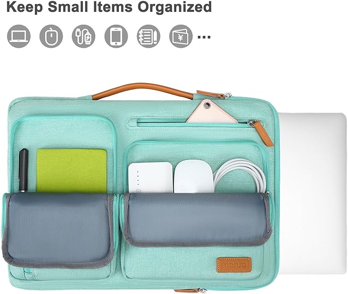 MOSISO 360 Protective Laptop Case 16 inch, 15-15.6 inch Laptop Sleeve Compatible with MacBook Pro 16, HP Acer Dell Lenovo ASUS, Side Open Carrying Case with 4 Zipper Pockets&Handle, Aqua Green