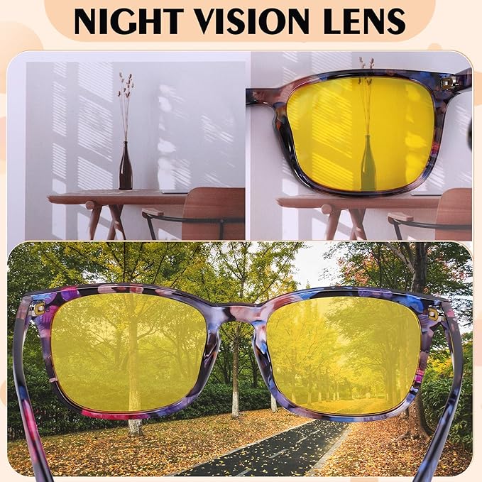 Polarized Sunglasses for Women Men, Night Driving Glasses Anti Glare Yellow Lens UV 400 for Day Night Use