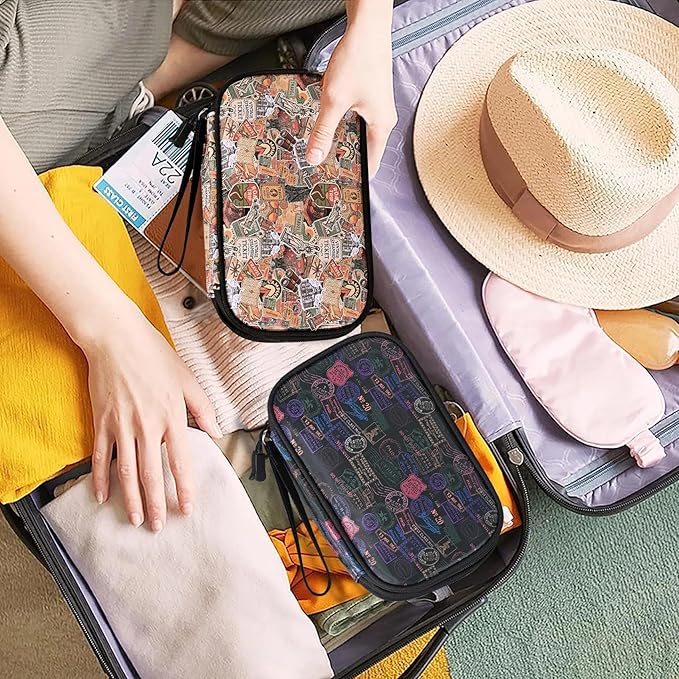 COSHAYSOO Unique Useful Travel Birthday Gifts for Women Travelers, Electronics Cord Cable Organizer Bag Case Tech Pouch Traveling Vacation Cruise Airplane Gadgets Essentials Organization, Vintage