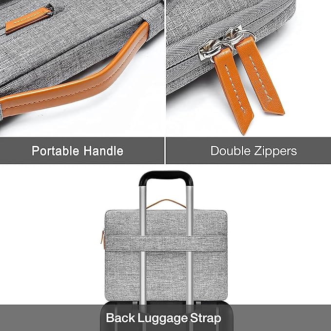 MOSISO 360 Protective Laptop Case 15 inch, 15 inch Laptop Sleeve Compatible with MacBook Air M5 M4 M3 M2 2026-2023, Dell XPS Plus, Side Open Carrying Case with 4 Zipper Pockets&Handle, Gray
