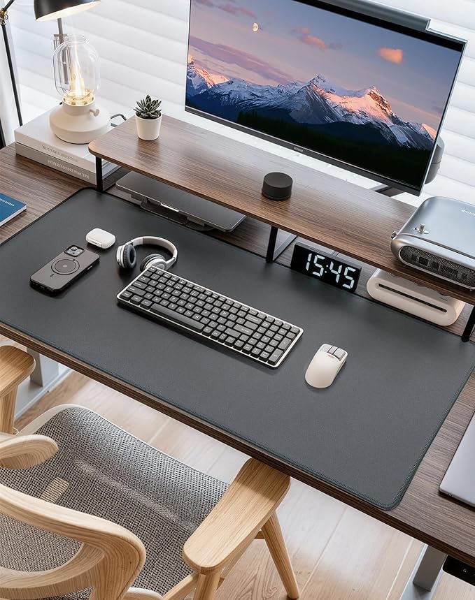 Waterproof Large Gaming Mouse Pad with Durable Stitched Edges, Non-Slip Rubber Base, Grainy Jacquard Mouse Mat Desk Pad for Home Office Gaming, 27.6"x11.8"x0.12", Matte Gray