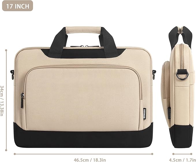 DOMISO 17-17.3 Inch Laptop Bag Large Capacity Laptop Shoulder Bag for Dell XPS/HP Pavilion 17/Lenovo Chromebook 317, Beige
