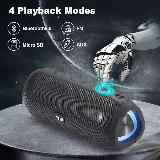 Bluetooth Speakers Wireless with 20W Loud Stereo Sound, TWS Pairing for Outdoor, IPX6 Waterproof Shower Speakers, 36H Playtime, Built-in Mic Radio Mode RGB Lights
