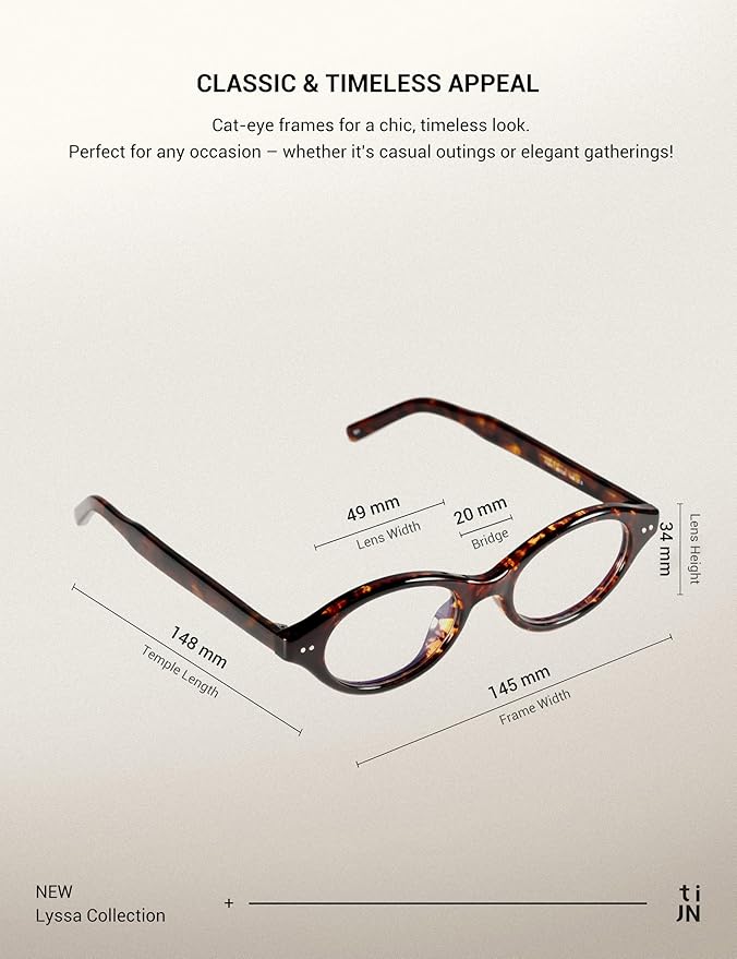 TIJN Blue Light Blocking Glasses Women Men Retro Cat Eye Square Oval Anti Glare Screen Computer Gaming Daily Eyeglasses TR90