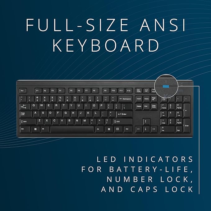 Kensington KM150 EQ Wireless Desktop Set, Wireless Keyboard & Mouse (K75562NA)