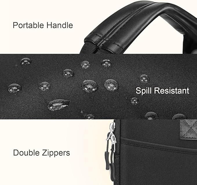 Laptop Case 13.3 inch,13-13.3 inch Laptop Sleeve Bag Compatible with MacBook Neo 13/Air 13 13.6/Pro 13/Pro 14,HP Dell ASUS Lenovo Notebook,Neoprene Computer Bag with Handle&Curved Pocket,Black